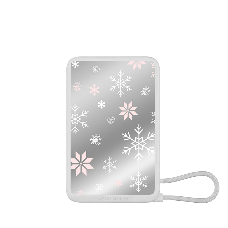 Power Bank with Built - in Cable - CaseBangPower BankCaseBangPink Snowflake