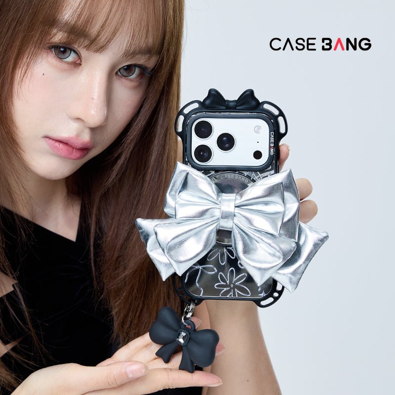 3D Silver Bow MagSafe Grip Stand - CaseBangMagsafe Grip StandCaseBangBase Stand + Back Cover